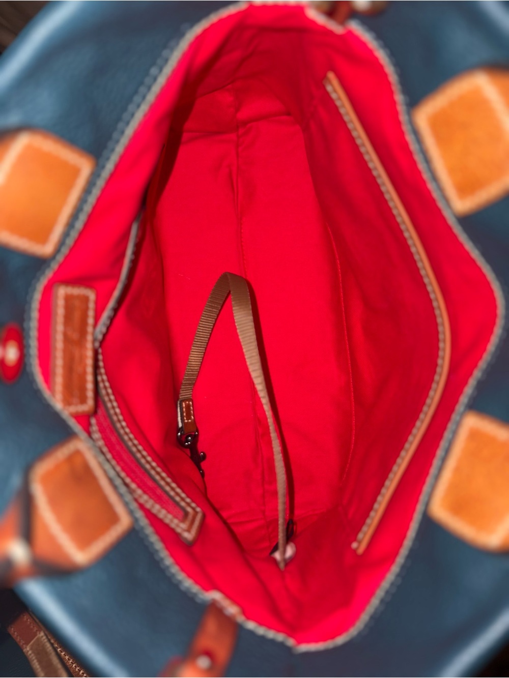 Dooney And Bourke Teal Pebble Grain Tassel Tote - Picture 3 of 6